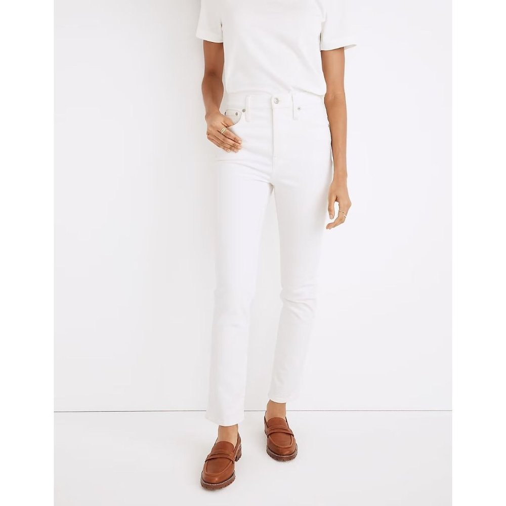 Madewell Women's High Rise straight leg Jeans - White